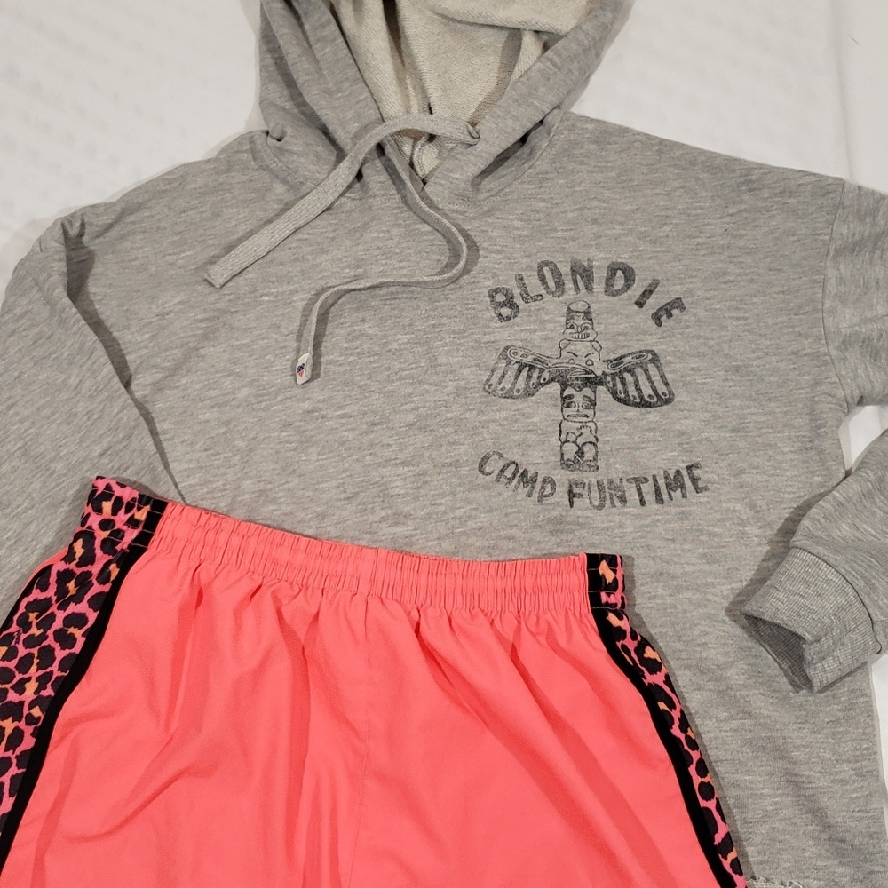 VS Pink Leopard Print Shorts & Junkfood Hoodie